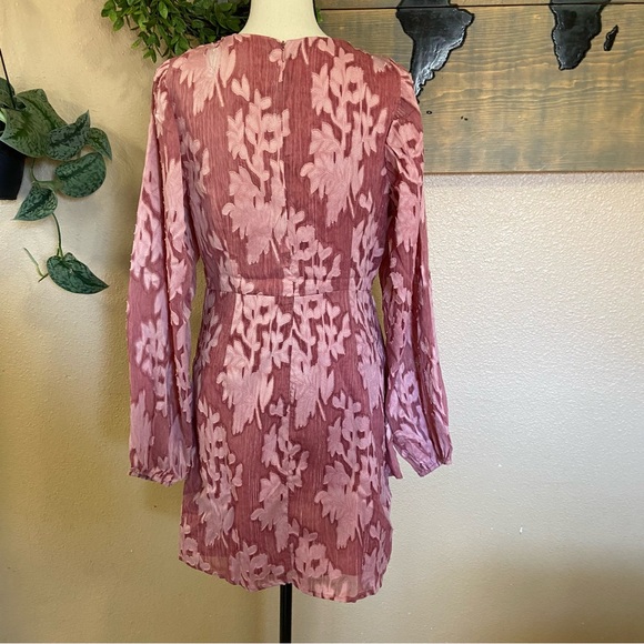 Lulus Meant to Shine Mauve Floral Jacquard Mini Dress - Size M - Picture 4 of 10